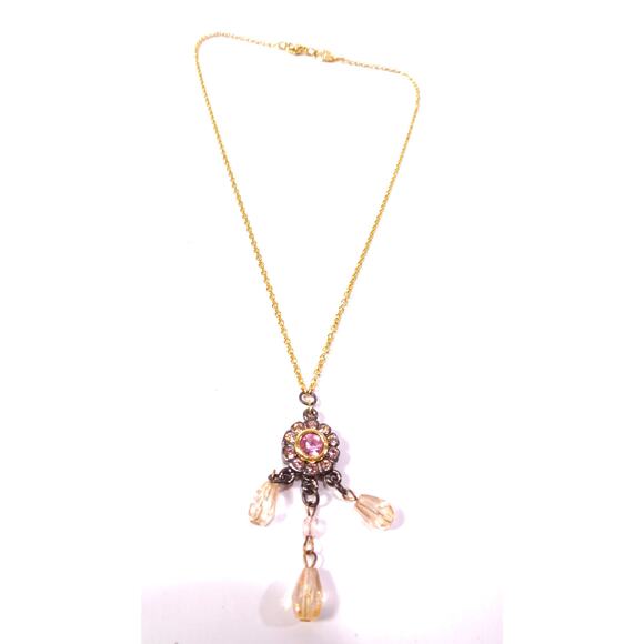 Roxanne Assoulin Gold and Pink Pendant Necklace - Picture 6 of 7